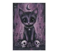 Jigsaw for Adults 300 PCS Cute Gothic Kitten with Skulls Jigsaws for Adults Anti-Stress Toys But Fun And Humorous Fun Activities at Home 300 PCS