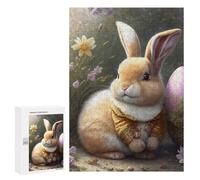 Jigsaw for Adults 300 PCS Easter Bunny with Egg Basket Jigsaw Puzzles for Adults Analysis And Logic Train Your Brain And Hands Toy Intellectual Game 300 PCS