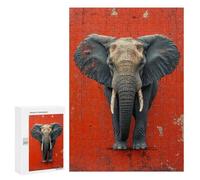 Jigsaw for Adults 300 PCS Elephant on Red Wall Jigsaw Puzzles for Adults Analysis And Logic Train Your Brain And Hands Toy Intellectual Game 300 PCS