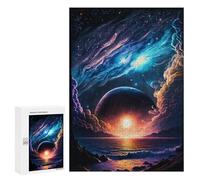 Jigsaw for Adults 300 PCS Galactic Sunset Over Ocean Jigsaw Puzzles for Adults Family Activities Train Your Brain And Hands Unique Challenge Game 300 PCS