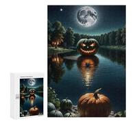 Jigsaw for Adults 300 PCS Halloween Moonlit Pumpkin Scene Jigsaw Puzzles for Adults Analysis And Logic Train Your Brain And Hands Toy Intellectual Game 300 PCS