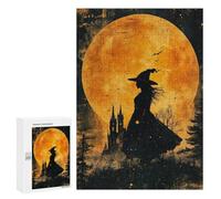 Jigsaw for Adults 300 PCS Halloween Witch Silhouette Jigsaw Puzzles for Adults Family Activities Train Your Brain And Hands Unique Challenge Game 300 PCS