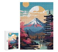 Jigsaw for Adults 300 PCS Japanese Pagoda Sunset Scene Jigsaw Puzzles for Adults Analysis And Logic Train Your Brain And Hands Toy Intellectual Game 300 PCS