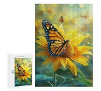 Jigsaw for Adults 300 PCS Monarch Butterfly on Sunflower Jigsaw Puzzles for Adults Analysis And Logic Train Your Brain And Hands Toy Intellectual Game 300 PCS