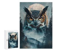 Jigsaw for Adults 300 PCS Owl in Forest Under Moonlight Jigsaw Puzzles for Adults Analysis And Logic Train Your Brain And Hands Toy Intellectual Game 300 PCS