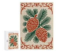 Jigsaw for Adults 300 PCS Pinecones And Pine Needles with Ornate Border Jigsaw Puzzles for Adults Analysis And Logic Train Your Brain And Hands Toy Intellectual Game 300 PCS