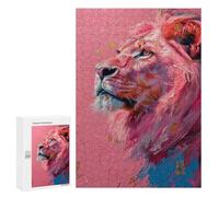 Jigsaw for Adults 300 PCS Pink Lion Art Print-1 Jigsaw Puzzles for Adults Family Activities Train Your Brain And Hands Unique Challenge Game 300 PCS