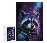Jigsaw for Adults 300 PCS Raccoon Astronaut Space Art Print-3 Jigsaw Puzzles for Adults Analysis And Logic Train Your Brain And Hands Toy Intellectual Game 300 PCS