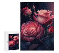 Jigsaw for Adults 300 PCS Raindrops on Red Roses Jigsaw Puzzles for Adults Analysis And Logic Train Your Brain And Hands Toy Intellectual Game 300 PCS