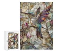 Jigsaw for Adults 300 PCS Stained Glass Hummingbird Art Print-1 Jigsaw Puzzles for Adults Family Activities Train Your Brain And Hands Unique Challenge Game 300 PCS