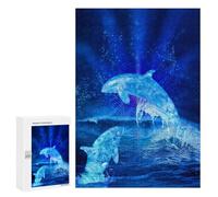 Jigsaw for Adults 300 PCS Water Blue Dolphins Jigsaw Puzzles for Adults Analysis And Logic Train Your Brain And Hands Toy Intellectual Game 300 PCS