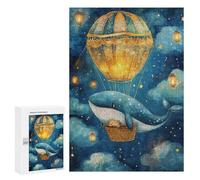 Jigsaw for Adults 300 PCS Whale Floating with Hot Air Balloon Jigsaw Puzzles for Adults Family Activities Train Your Brain And Hands Unique Challenge Game 300 PCS