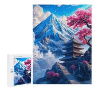 Jigsaw for Adults 500 PCS Cherry Blossom Mountain Pagoda Jigsaw Puzzles for Adults Family Activities Train Your Brain And Hands Unique Challenge Game 500 PCS