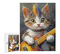 Jigsaw for Adults 500 PCS Colorful Cat Playing Guitar Jigsaw Puzzles for Adults Family Activities Train Your Brain And Hands Unique Challenge Game 500 PCS