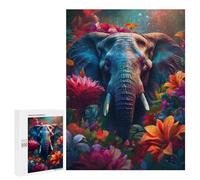 Jigsaw for Adults 500 PCS Floral Elephant Jigsaw Puzzles for Adults Analysis And Logic Train Your Brain And Hands Toy Intellectual Game 500 PCS