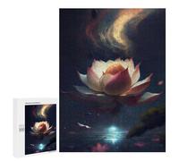 Jigsaw for Adults 500 PCS Glowing Lotus Flower Art Print Jigsaw Puzzles for Adults Analysis And Logic Train Your Brain And Hands Toy Intellectual Game 500 PCS