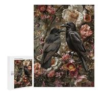 Jigsaw for Adults 500 PCS Gothic Black Raven Floral Art Print Jigsaw Puzzles for Adults Family Activities Train Your Brain And Hands Unique Challenge Game 500 PCS