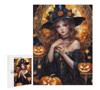 Jigsaw for Adults 500 PCS Halloween Witch Art Print Jigsaw Puzzles for Adults Analysis And Logic Train Your Brain And Hands Toy Intellectual Game 500 PCS