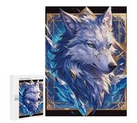 Jigsaw for Adults 500 PCS Icy Wolf Portrait with Golden Accents Jigsaw Puzzles for Adults Analysis And Logic Train Your Brain And Hands Toy Intellectual Game 500 PCS