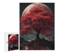 Jigsaw for Adults 500 PCS Red Moonlit Tree Reflections Jigsaw Puzzles for Adults Family Activities Train Your Brain And Hands Unique Challenge Game 500 PCS