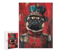 Jigsaw for Adults 500 PCS Royal Pug Portrait Print Jigsaw Puzzles for Adults Family Activities Train Your Brain And Hands Unique Challenge Game 500 PCS