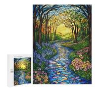 Jigsaw for Adults 500 PCS Stained Glass Forest Path Jigsaw Puzzles for Adults Analysis And Logic Train Your Brain And Hands Toy Intellectual Game 500 PCS