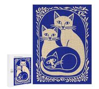 Jigsaw for Adults 500 PCS Three Cats in Floral Frame Jigsaw Puzzles for Adults Analysis And Logic Train Your Brain And Hands Toy Intellectual Game 500 PCS