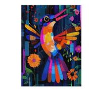 Jigsaw for Adults 52x38cm/1000pcs Expressionist Geometry Hummingbird - Vibrant Abstract Nature Art Puzzle for Adults Brain Teaser Game Home Decoration Unique Birthday And Xmas Gifts 52x38cm/1000pcs
