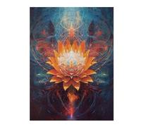 Jigsaw for Adults 52x38cm/1000pcs Orange Lotus in Cosmic Bloom Puzzle for Adults Brain Teaser Game Home Decoration Unique Birthday And Xmas Gifts 52x38cm/1000pcs