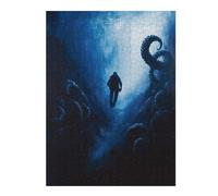 Jigsaw for Adults 52x38cm/1000pcs Thalassophobia Underwater Diver And Tentacles Painting Puzzle for Adults Brain Teaser Game Home Decoration Unique Birthday And Xmas Gifts 52x38cm/1000pcs