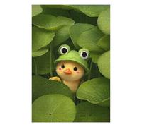 Jigsaw for Adults 75x50cm/1000pcs Cute Chick with Frog Hat in Lilypads Puzzle for Adults Brain Teaser Game Home Decoration Unique Birthday And Xmas Gifts 75x50cm/1000pcs