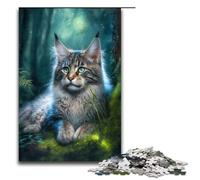 Jigsaw for Adults Adorable Maine Coon Cat 1000 Piece Wooden Puzzle for Kids Age 14 Years Up Educational Toys (75x50cm)