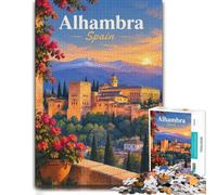 Jigsaw for Adults Alhambra, Spain at Night 1000pcs (70x50cm) | For calm afternoons: Adult jigsaw puzzle with 1000 pieces pairs well with quiet nights, weekends and holidays.