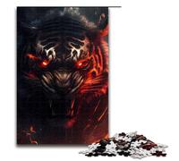 Jigsaw for Adults Angry Wild Tiger Head Art 1000 Piece Wooden Puzzle for Kids Age 14 Years Up Educational Toys (75x50cm)