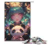 Jigsaw for Adults Anime Girl with Panda 1000 Pieces Puzzle Paper Puzzles for Adults & Kids Age 14 Years Up 1000 PCS(38x26cm)