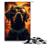 Jigsaw for Adults Big Dog Wearing Sunglasses 1000 Piece Wooden Puzzle for Family Games 1000 PCS(75x50cm)