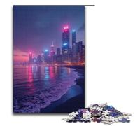 Jigsaw for Adults City Neon Lights 1000 Pieces Puzzle Wooden Puzzles for Adults & Kids Age 12 Years Up 1000 PCS(38x26cm)