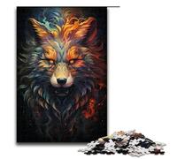 Jigsaw for Adults Colorful Art Psychedelic Wolf 1000 Piece Wooden Puzzle for Kids Age 12 Years Up Educational Toys 1000 PCS(75x50cm)