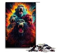 Jigsaw for Adults Colorful Drawing of Monkey Family 1000 Piece Wooden Puzzle for Kids Age 14 Years Up Educational Toys 1000 PCS(75x50cm)