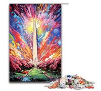 Jigsaw for Adults Colorful Psychedelia of The Washington Monument 1000 Piece Wooden Puzzle for Kids Age 12 Years Up Educational Toys 1000 PCS(75x50cm)