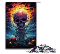 Jigsaw for Adults Colorful Psychedelic Evil Skull 1000 Pieces Puzzle Wooden Puzzles for Adults & Kids Age 12 Years Up 1000 PCS(75x50cm)