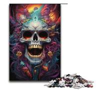 Jigsaw for Adults Colorful Psychedelic Fantasy Skull 1000 Piece Wooden Puzzle for Family Games 1000 PCS(38x26cm)