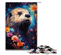 Jigsaw for Adults Colorful Psychedelic Galaxy Sea Otter 1000 Piece Wooden Puzzle for Family Games (size 75x50cm)