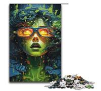 Jigsaw for Adults Colorful Psychedelic Green Witch 1000 Piece Wooden Puzzle for Family Games 1000 PCS(38x26cm)