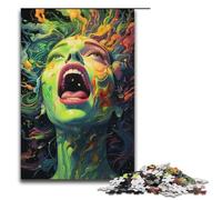 Jigsaw for Adults Colorful Psychedelic Green Witch 1000 Piece Wooden Puzzle for Kids Age 12 Years Up Educational Toys 1000 PCS(38x26cm)