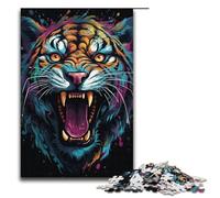 Jigsaw for Adults Colorful Psychedelic Tiger 1000 Piece Wooden Puzzle for Kids Age 12 Years Up Educational Toys 1000 PCS(38x26cm)