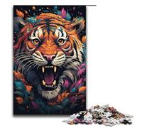 Jigsaw for Adults Colorful Psychedelic Tiger 1000 Pieces Puzzle Wooden Puzzles for Adults & Kids Age 12 Years Up 1000 PCS(38x26cm)