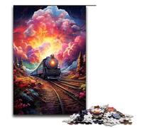 Jigsaw for Adults Colorful Psychedelic Train 1000 Pieces Puzzle Wooden Puzzles for Adults & Kids Age 12 Years Up 1000 PCS(75x50cm)