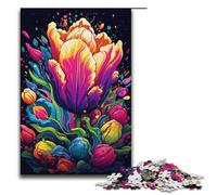 Jigsaw for Adults Colorful Psychedelic Tulips 1000 Piece Wooden Puzzle for Kids Age 12 Years Up Educational Toys 1000 PCS(38x26cm)