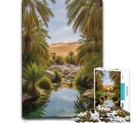 Jigsaw for Adults Desert Oasis with Palm Trees And Dunes 1000pcs (38x26cm) | A New Year gift for adults for a calm start to the year for patient puzzling.